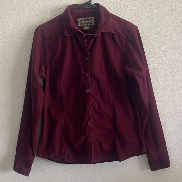 Eddie Bauer Tops - Eddie Bauer Burgundy Corduroy Button Down Shirt